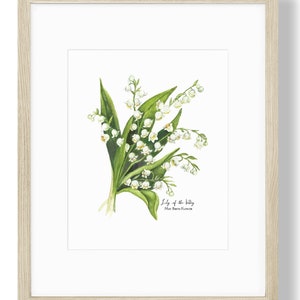 May Birth Flower, Lily of the Valley. Giclee Print of original watercolor in 3 sizes. Art Print 8X10 inches