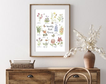 Watercolor Birth Flowers, Giclee Print of 12 Birth Flowers, Art Work, Gift For Her