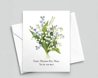 Lilly of the Valley and Forget Me Nots, Floral Mother's Day Card