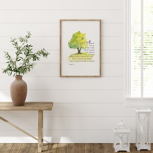 Tree on a Hill, Watercolor Painting, Psalm 1:3, Scripture Art Art Print 11X14 inches