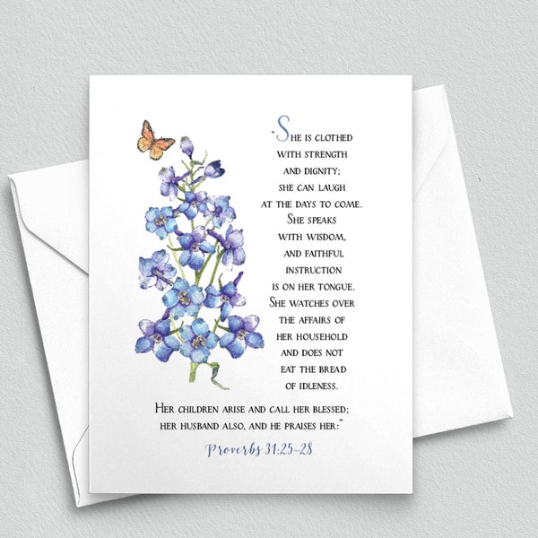 Delphinium (Larkspur) Mothers Day Card, Giclee Print,