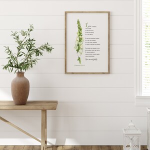 White Snapdragon. Botanical Style Painting. The Excellence of Love. 1 Corinthians 13:4-8 Art Print 11x14 inches