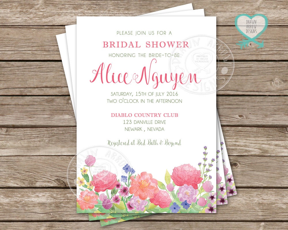 Wildflower Bridal Shower Invitation Etsy