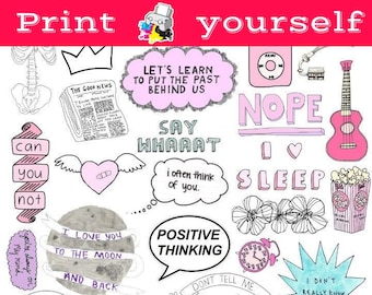 Set 111. Mockup printable Tumblr Stickers Stickers Set of | Etsy