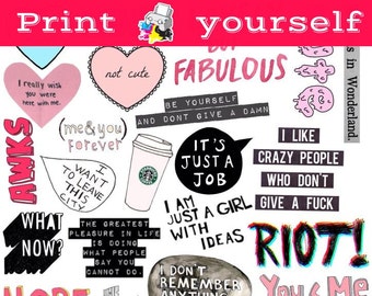 Download Free Set 30 Mockup Printable Tumblr Stickers Stickers Set Of Stickers Decals Instant Download Pdf And Png Files Free Download Psd Mockups Mockups Pink SVG Cut Files