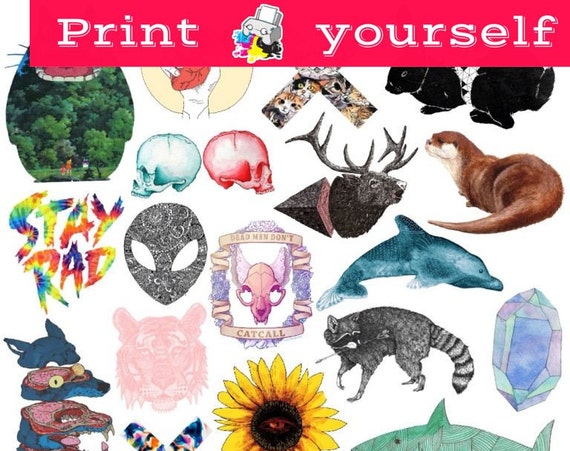 Set,6 Mockup Printable Tumblr Stickers Stickers Set Of