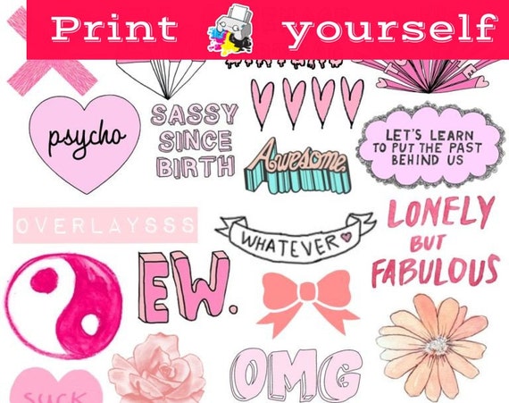 Set,12 Mockup Printable Tumblr Stickers Stickers Set Of