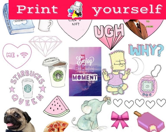 Download Free Set,5 Mockup Printable Tumblr Stickers Stickers Set ...