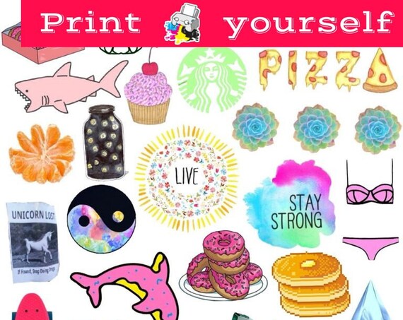 Download Free Set,1 Mockup Printable Tumblr Stickers Stickers Set Of (PSD) - Free Mockup Designer ...