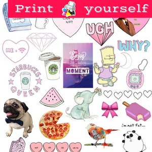 set 5 mockup printable tumblr stickers stickers set of etsy israel