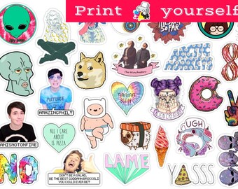 Download Set 126 Mockup Printable Tumblr Stickers Stickers Set Of Stickers Decals Instant Download Pdf And Png File Packaging Mockups PSD Mockup Templates