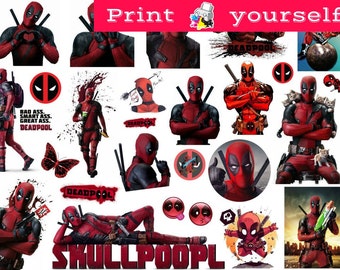Download Set 330 Deadpool Mockup Printable Tumblr Stickers Stickers Sets Decals Printable Downloadable File Only Nothing Will Be Shipped 3d Wall Logo Mock Up Template Psd Mock Up Templates PSD Mockup Templates