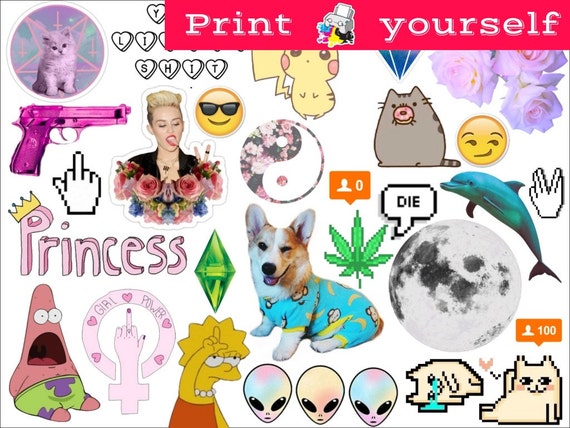 Set,203 Mockup Printable Tumblr Stickers Stickers Set Of