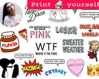 Download Free Set 228 Mockup Printable Tumblr Stickers Stickers Sets Decals Printable Downloadable File Only Nothing Will Be Shipped Templates T Shirt Mockup Psd File PSD Mockup Template