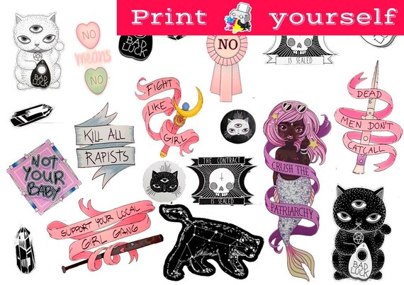 Set,250 Mockup Printable Tumblr Stickers Stickers Set Of