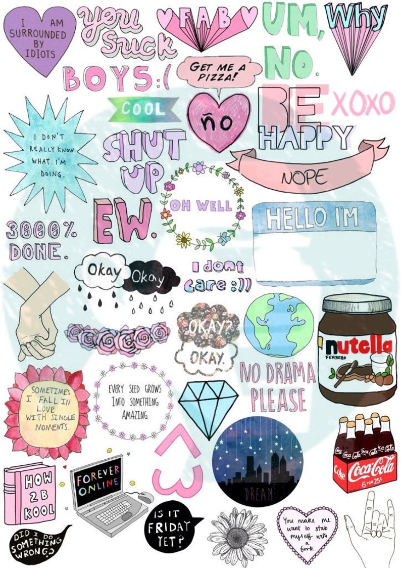 set 45 mockup printable tumblr stickers stickers set of