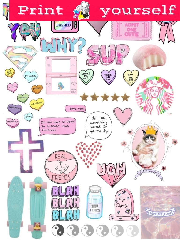 Set 20. Mockup printable Tumblr Stickers Stickers Set of | Etsy