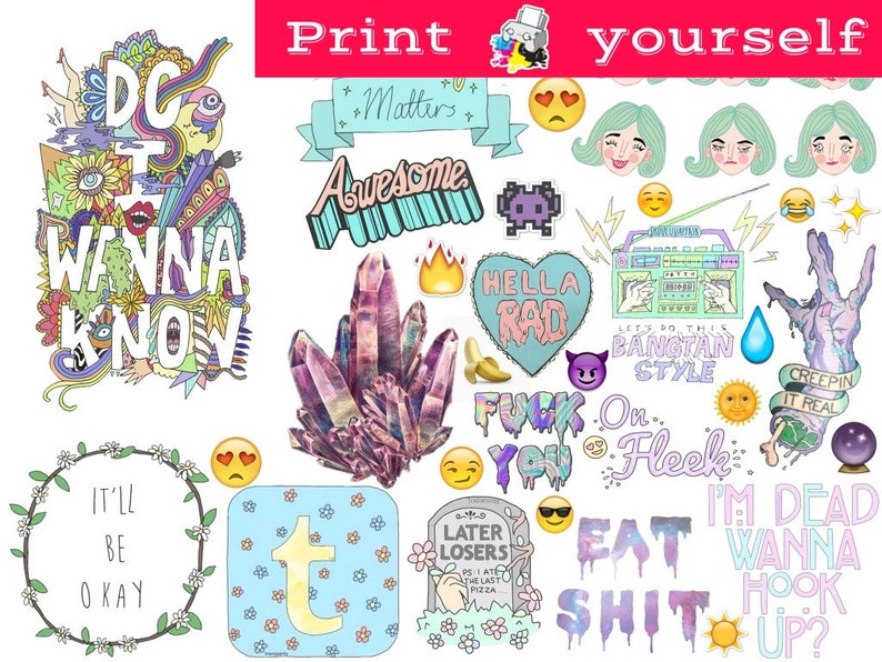 Set 274. Mockup Printable Tumblr Stickers Stickers Sets. | Etsy