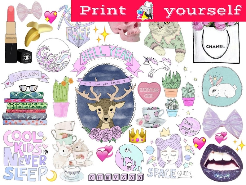 set 257 mockup printable tumblr stickers stickers sets etsy