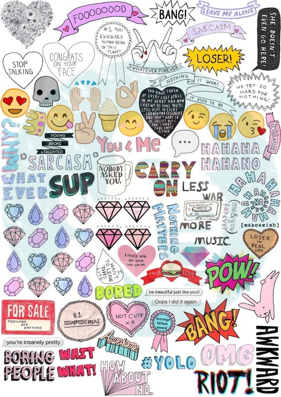 set 18 mockup printable tumblr stickers stickers set of