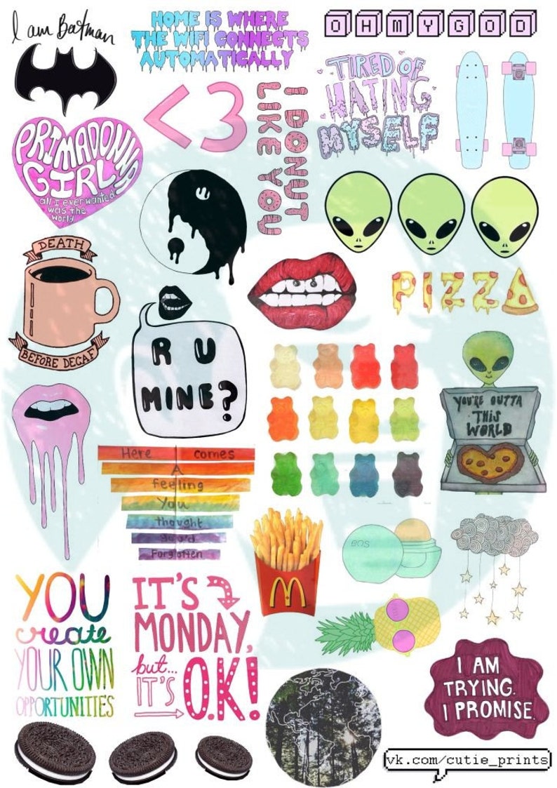 Set 2. Mockup printable Tumblr Stickers Stickers Set of | Etsy