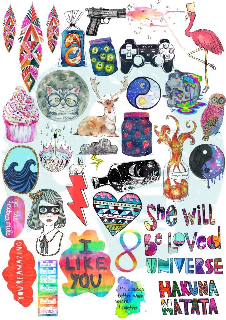 Set 46. Tumblr Stickers. Stickers. Set of stickers. Decals Etsy