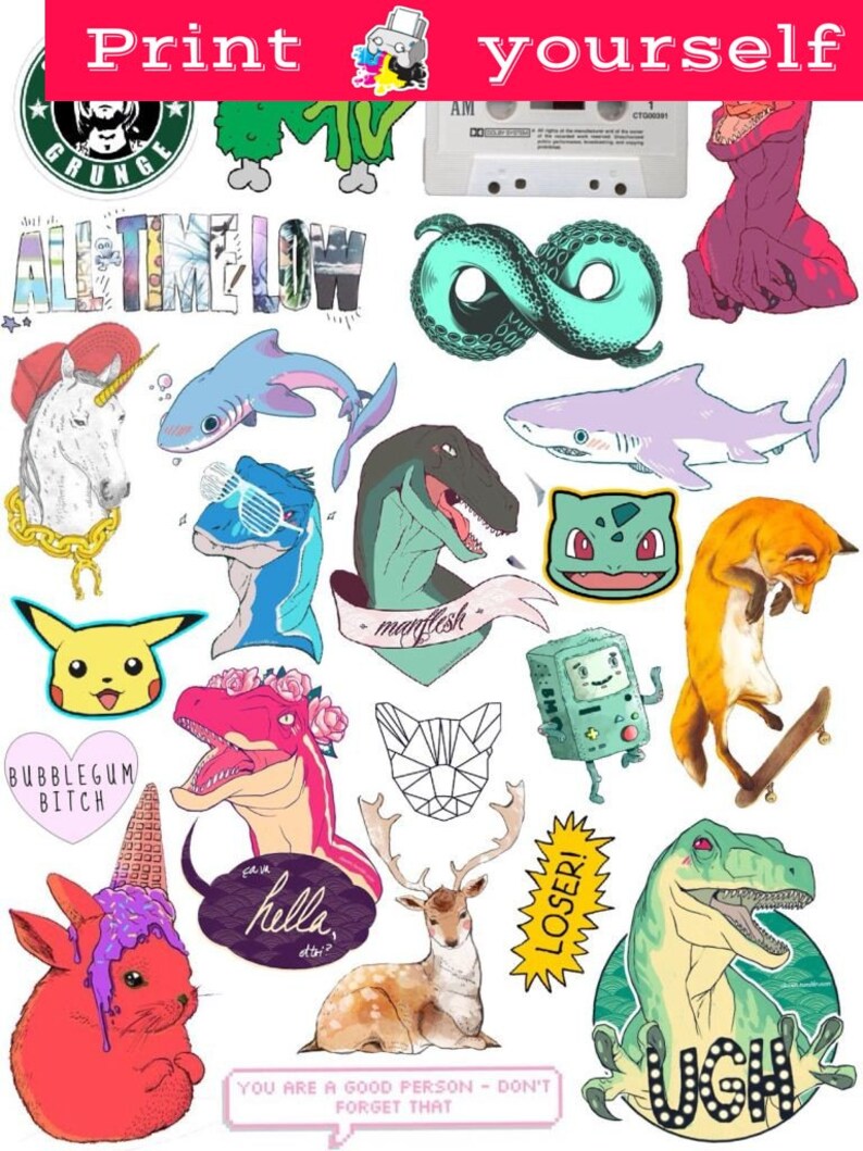 Set 94. Mockup Printable Tumblr Stickers Stickers Set of | Etsy