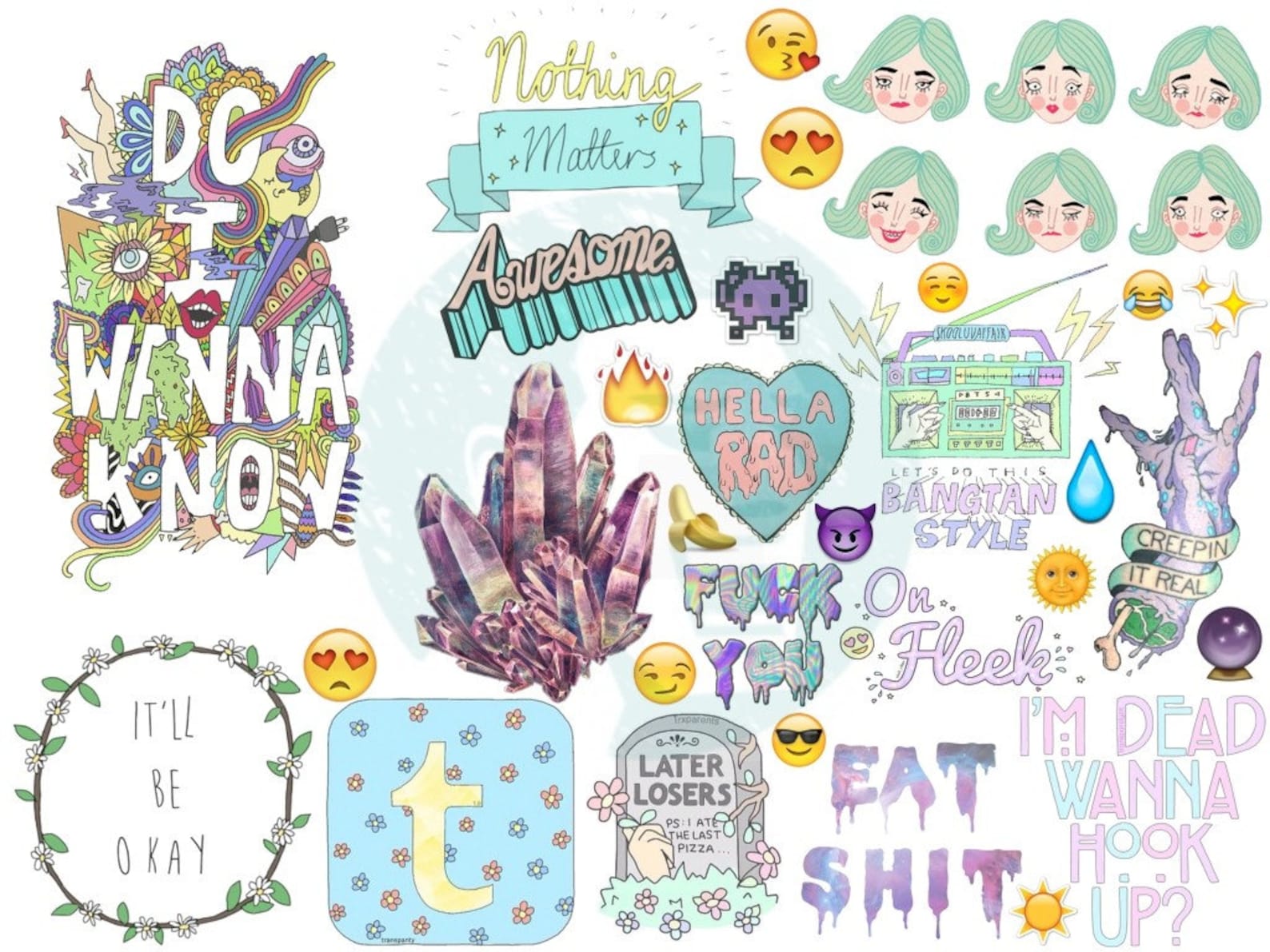 Download Set 274. Mockup printable Tumblr Stickers Stickers Sets ...