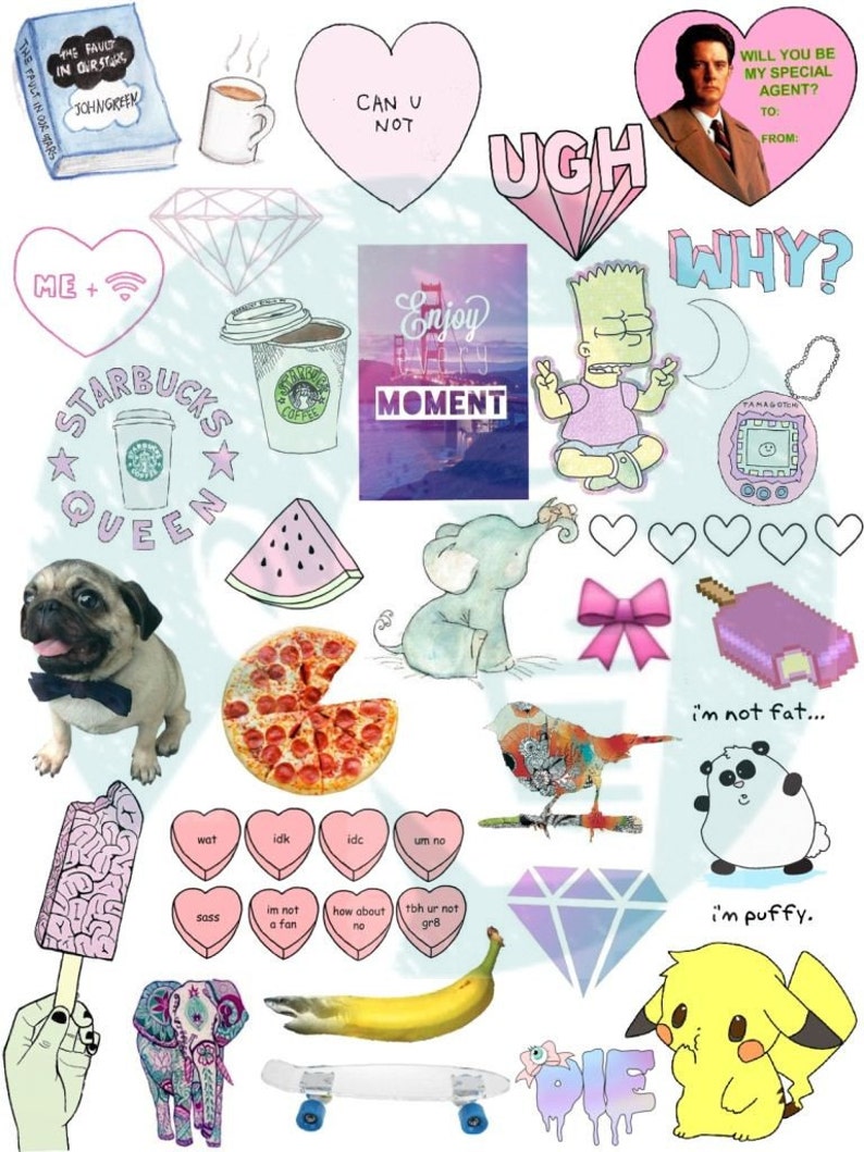 set 5 tumblr stickers stickers set of stickers decals