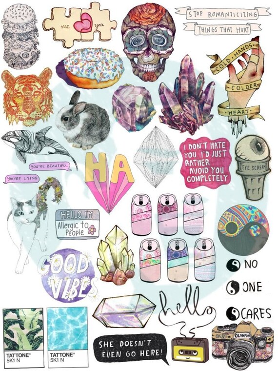 Set 39 Tumblr Stickers Stickers Set Of Stickers Decals Etsy