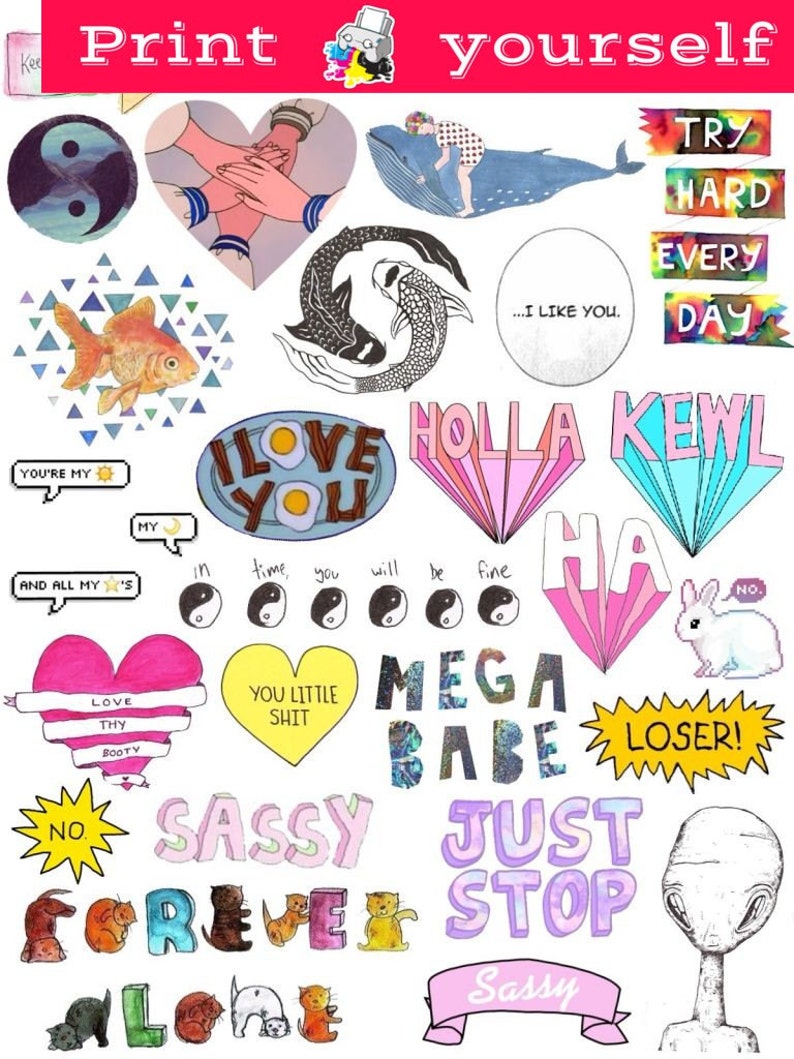 set 111 mockup printable tumblr stickers stickers set of etsy