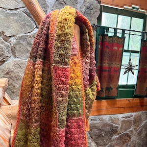 The Autumn Acorn Crochet Blanket Pattern Granny Core Afghan Throw for Log Cabin