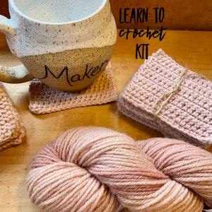 Learn How to Crochet Kit for Kids and Adults Make 8 Coasters