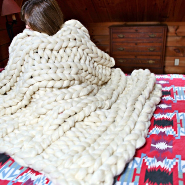 Giant-Blanket-Pattern Knit Wool Roving THE HAMPTON BEACH chunky giganto throw pdf download 4 styles, 2 sizes