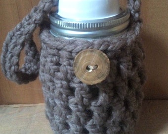 Crochet Pattern Mason Jar Cozy Jacket Drink Cover with handle THE HAVERHILL