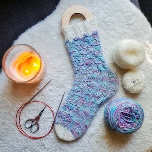 Modèle de tricot Magic Heel Socks Chaussettes faciles à tricoter en mohair DK pour femme