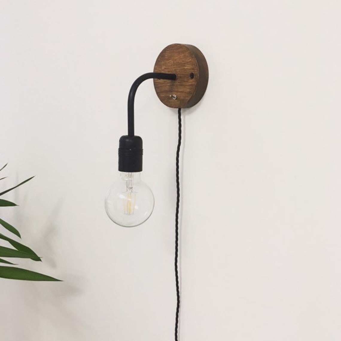 Black Wall Light With Toggle Switch Plug in Light Etsy