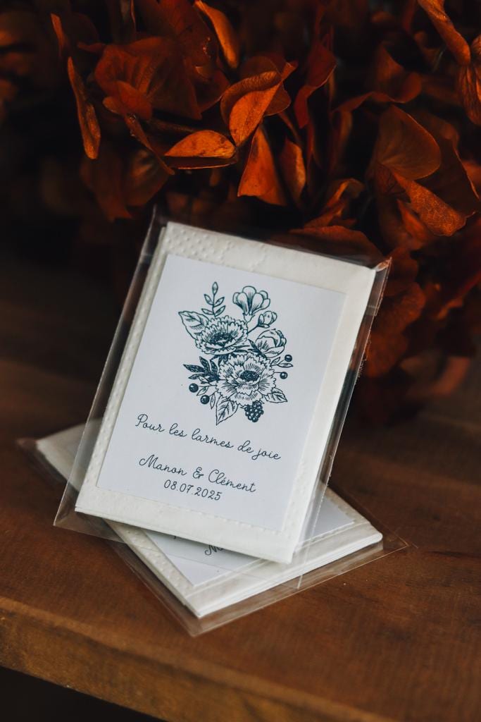 Mini mouchoirs personnalisés pour mariage “Larmes de Joie”