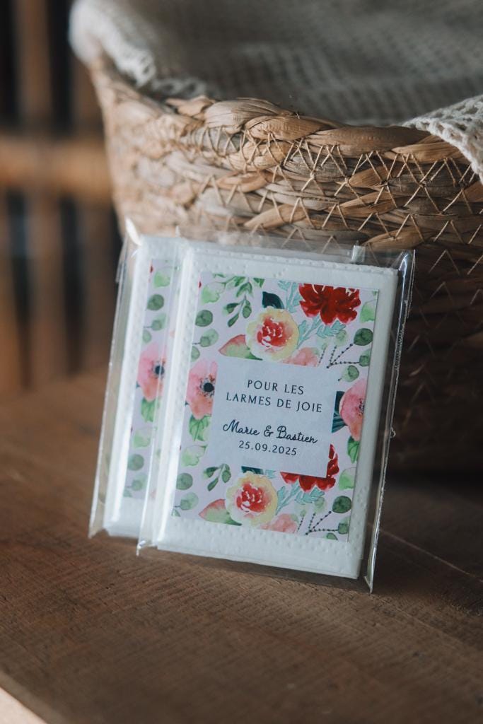 Mini mouchoirs personnalisés pour mariage Larmes de Joie