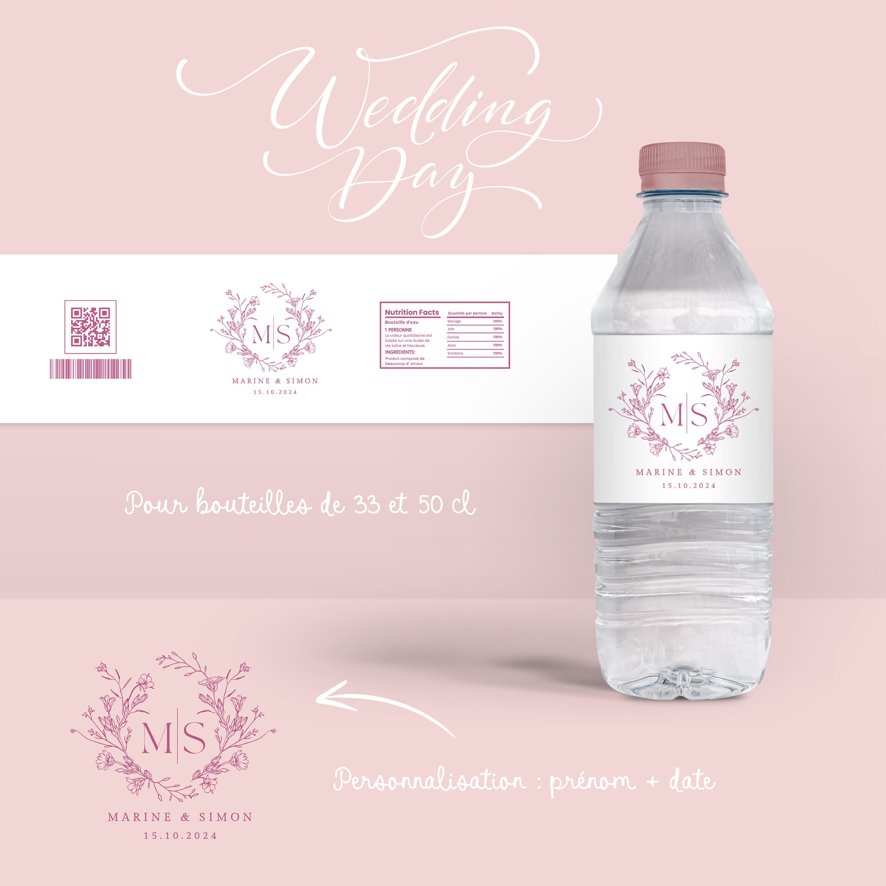 Étiquettes Personnalisées pour Bouteilles d’Eau Élégantes