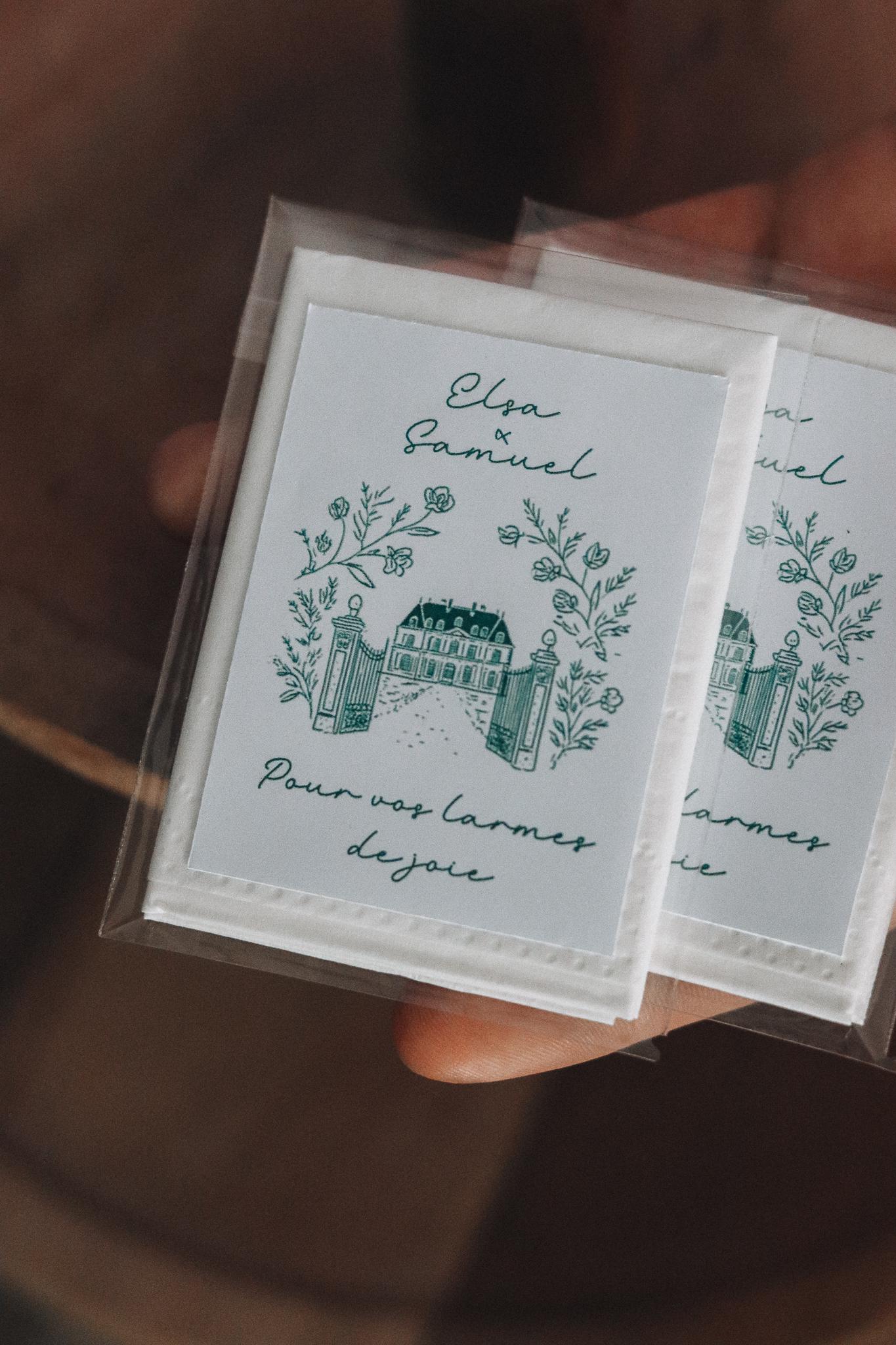 Mini mouchoirs personnalisés Larmes de Joie pour mariage