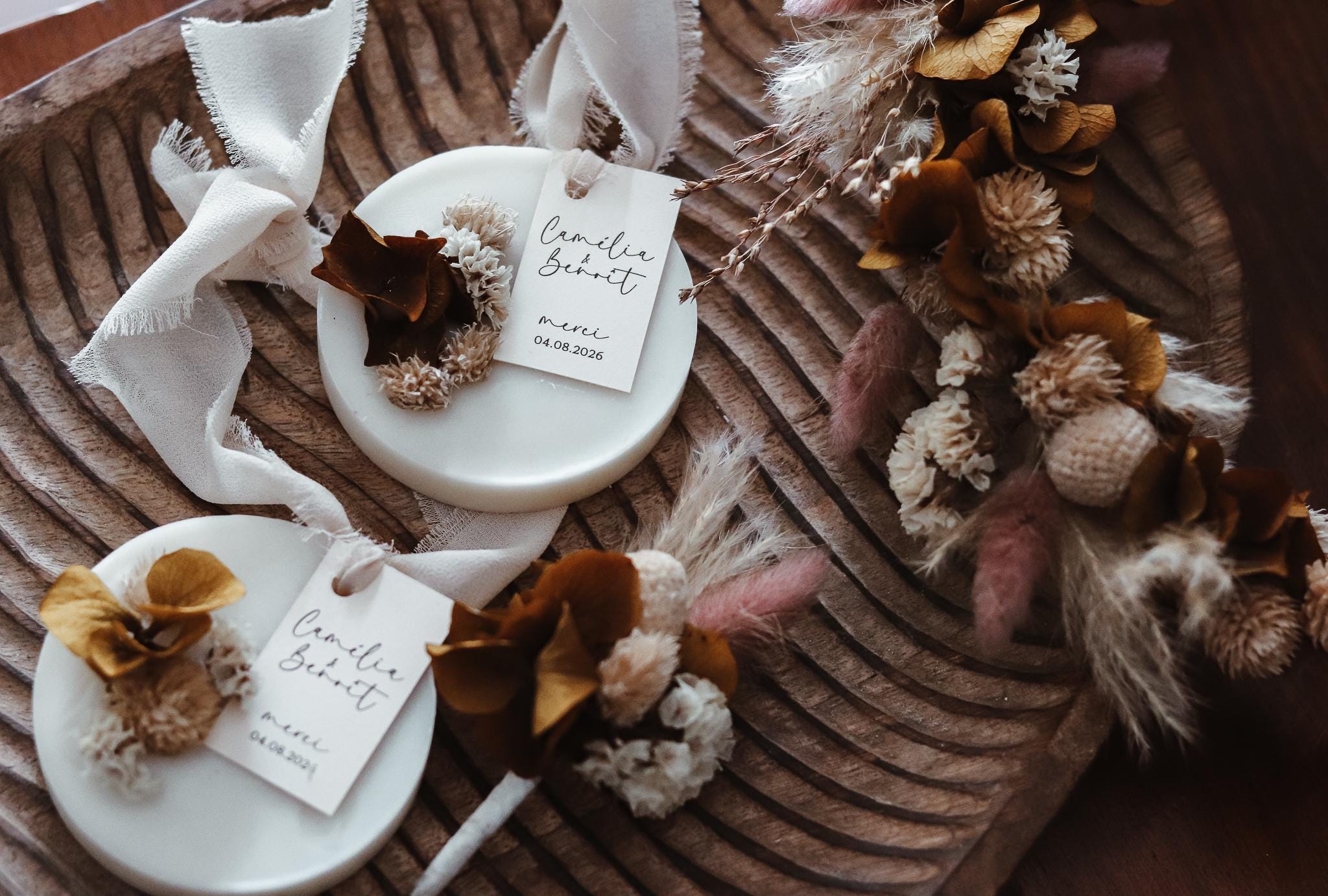 Palets Parfumés Artisanaux en Cire de Soja avec Fleurs Séchées