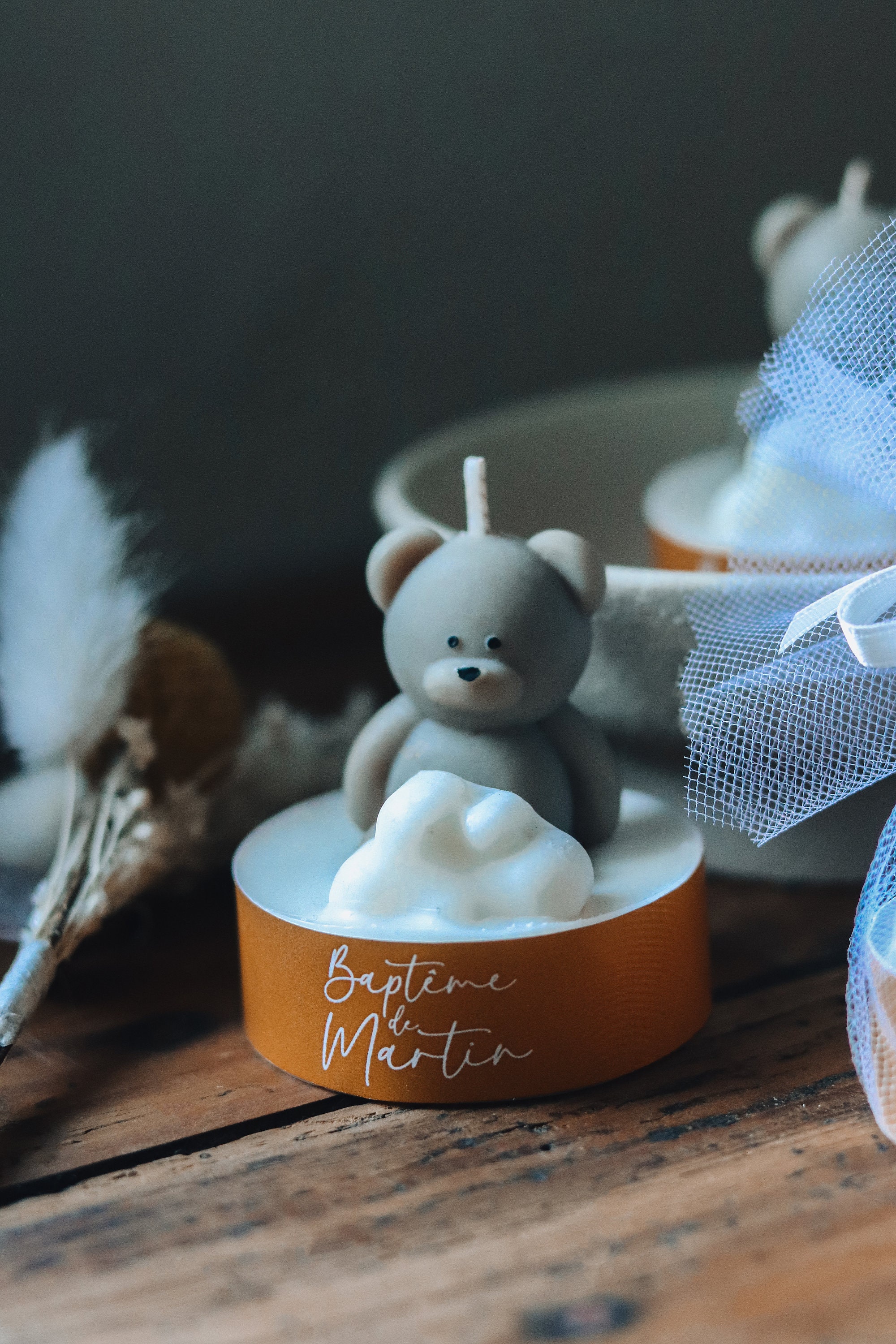 Bougie baptême ourson | Bougie