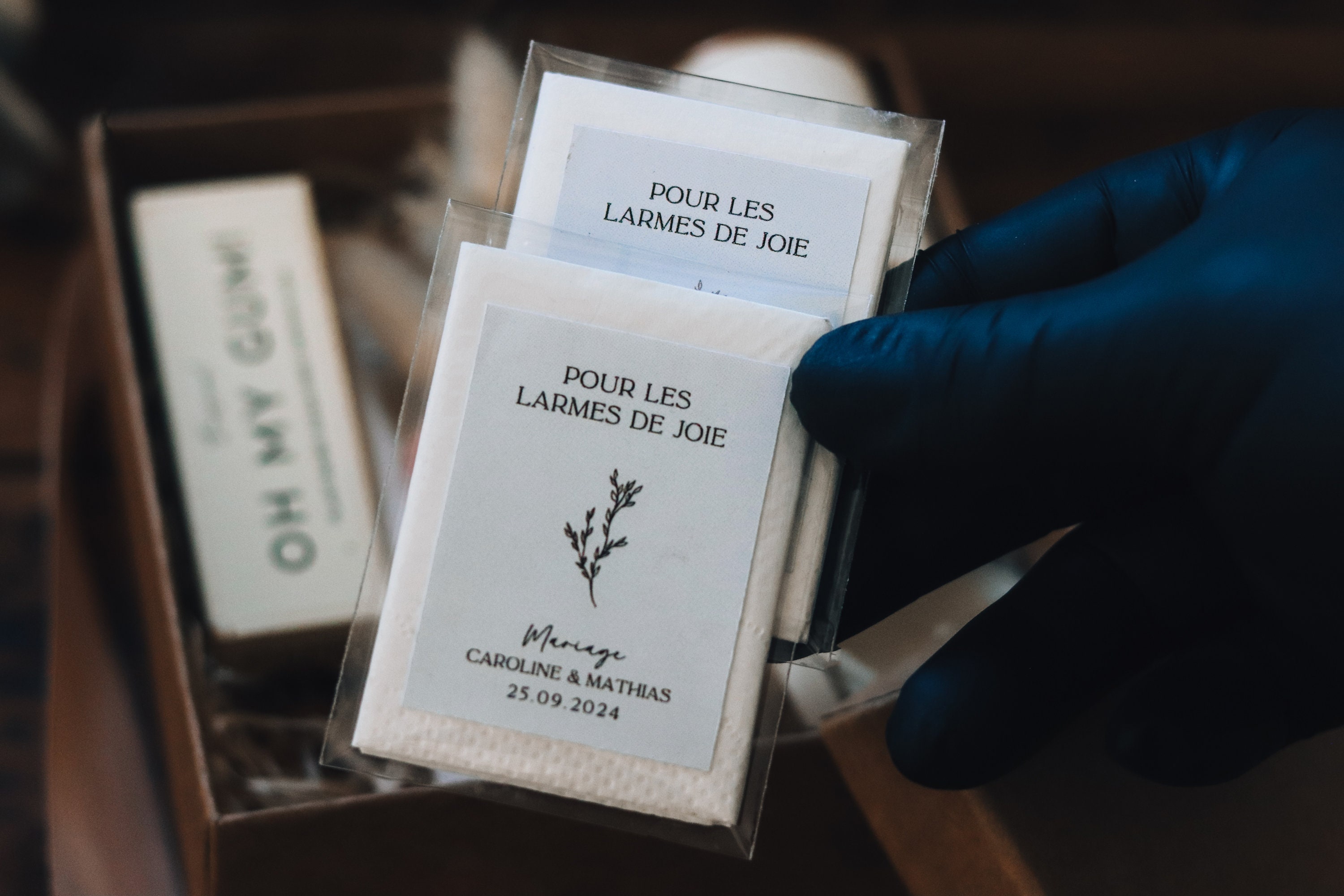 Mini mouchoirs personnalisés pour mariage Larmes de Joie