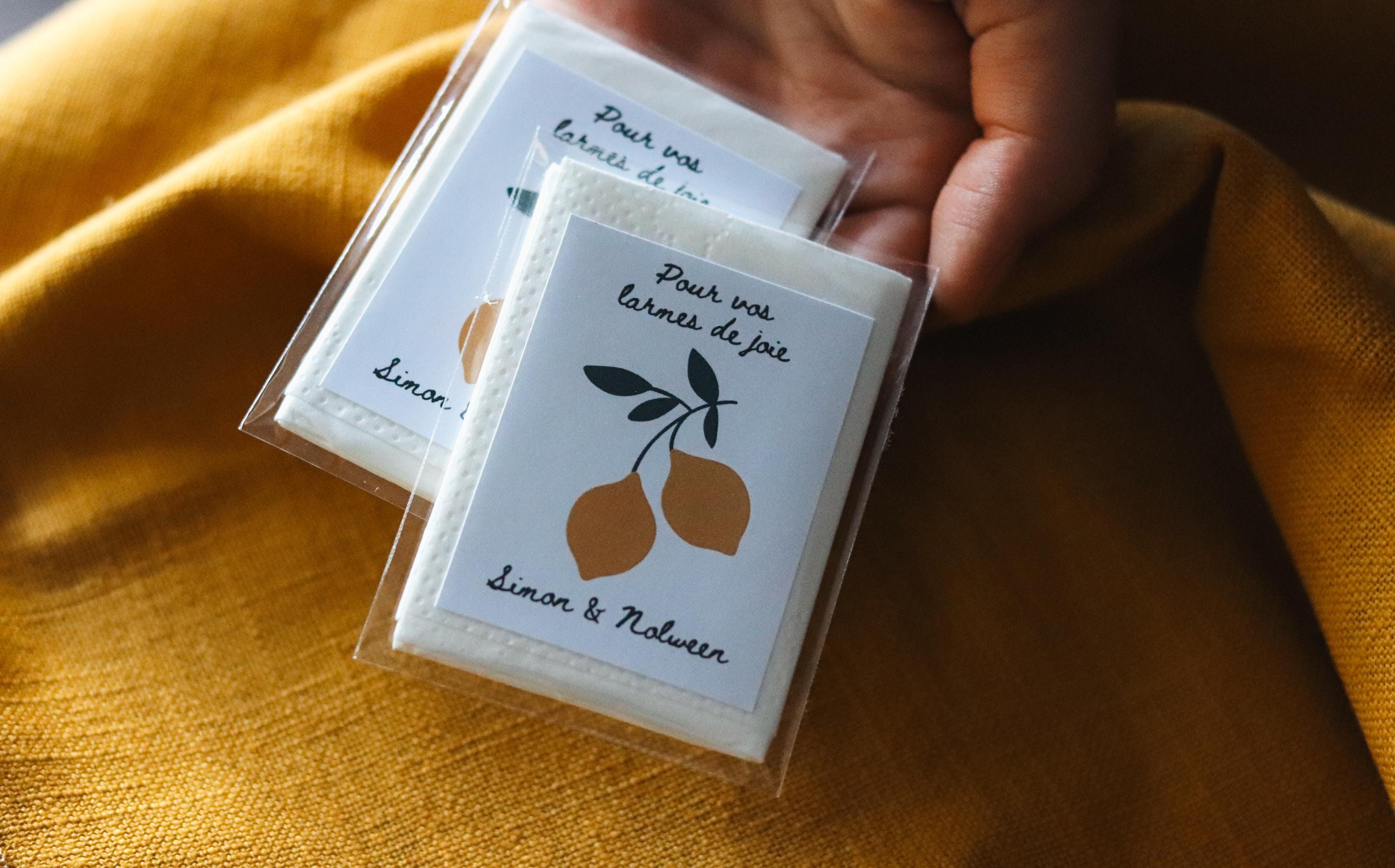 Mini mouchoirs personnalisés pour mariage “Larmes de Joie”