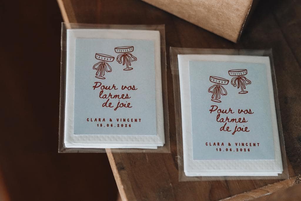 Mini-Mouchoirs Personnalisés pour Mariage Larmes de Joie