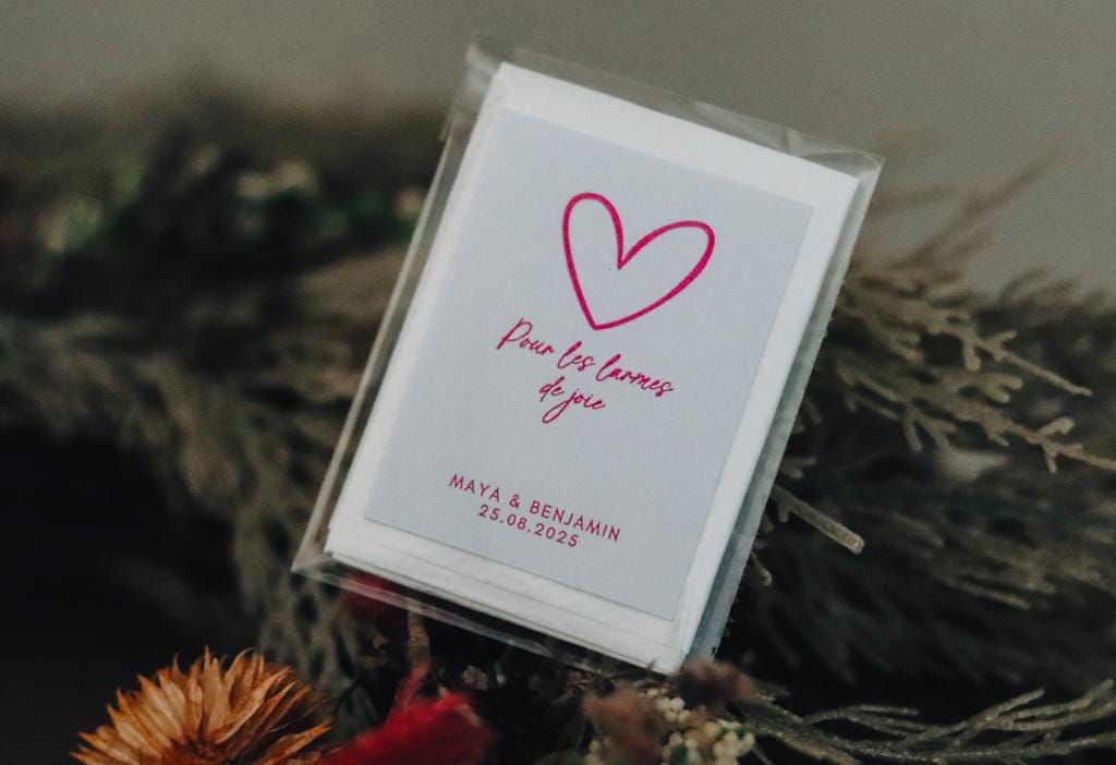Mini mouchoirs personnalisés pour mariage Larmes de Joie