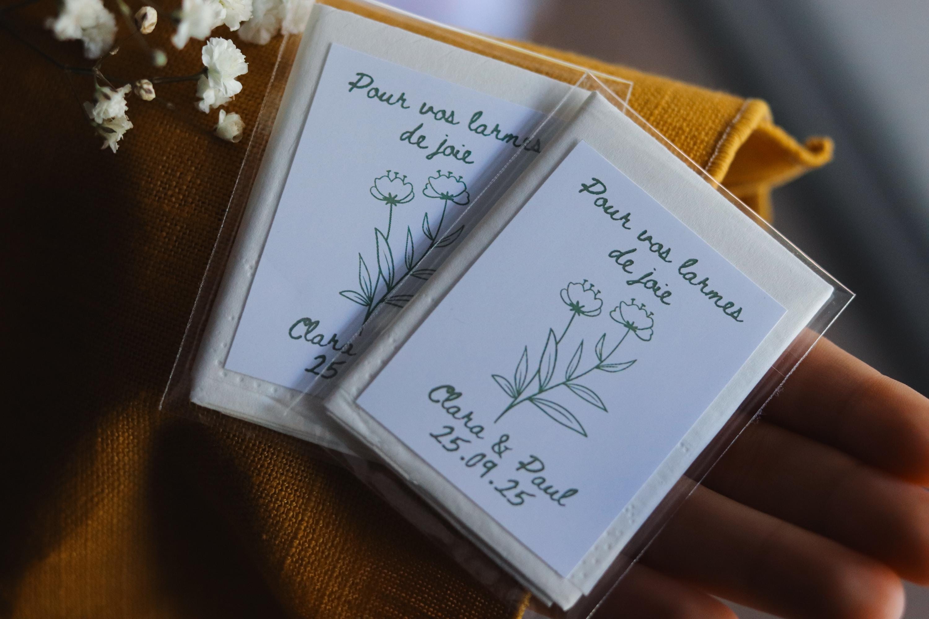 Mini-mouchoirs personnalisés pour mariage Larmes de Joie