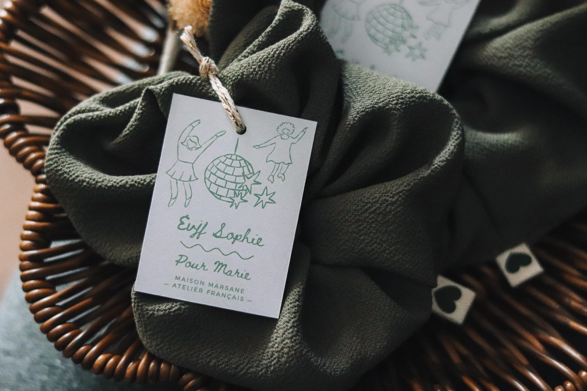 Chouchou en tissu personnalisé pour mariage et événements