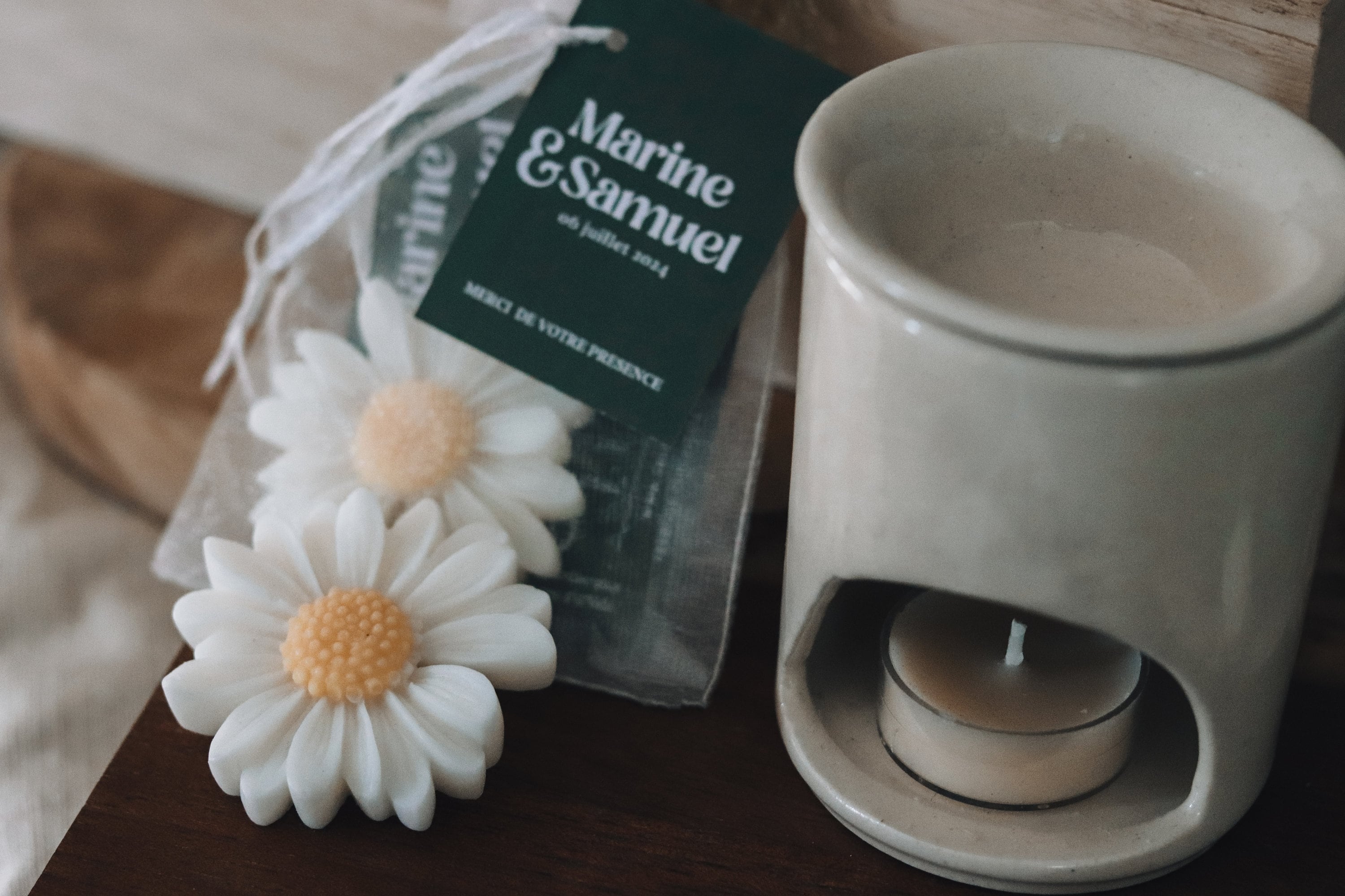 Cadeau invité : Fondant parfumé avec pochette personnalisée